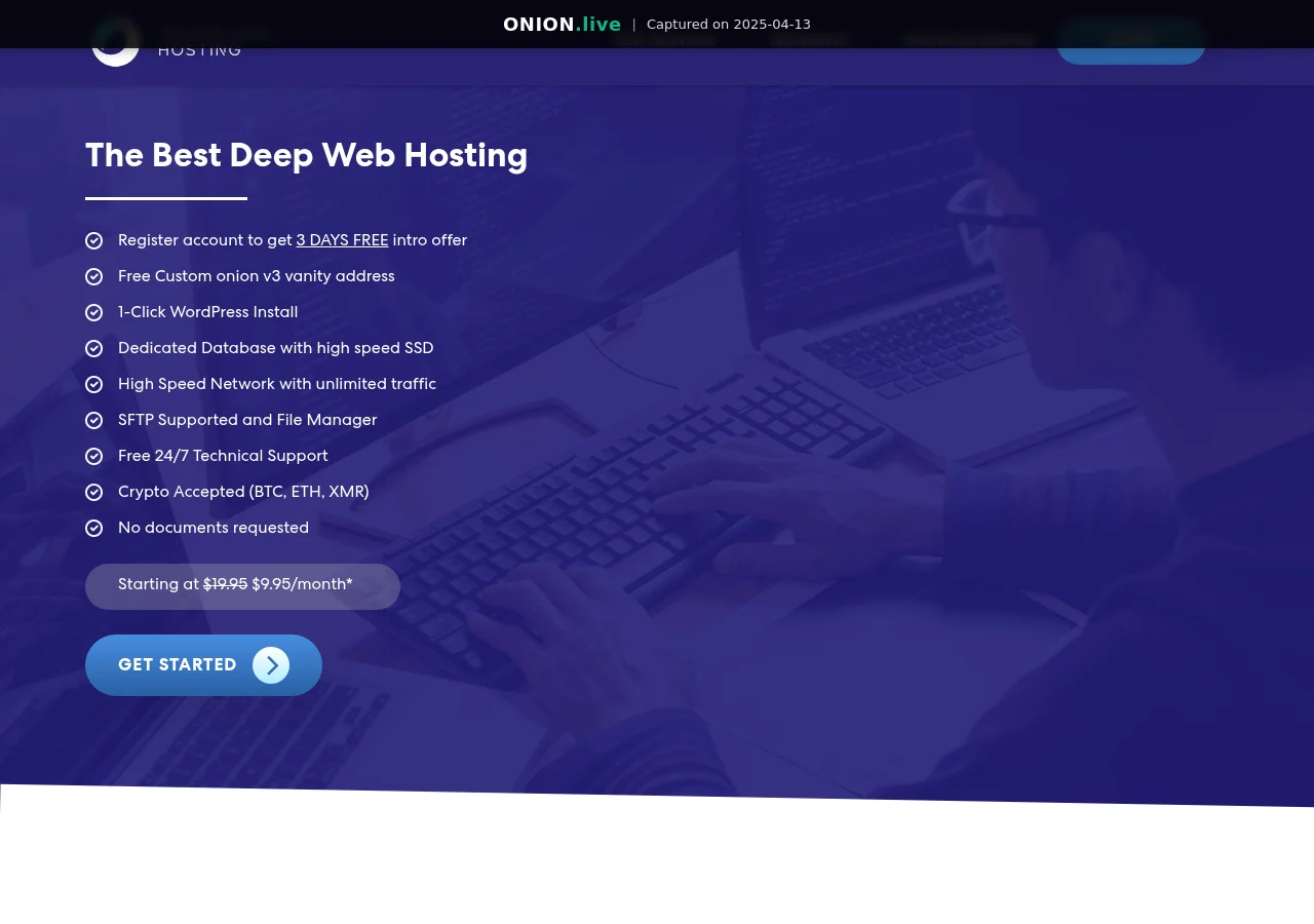 Onionland Hosting screenshot